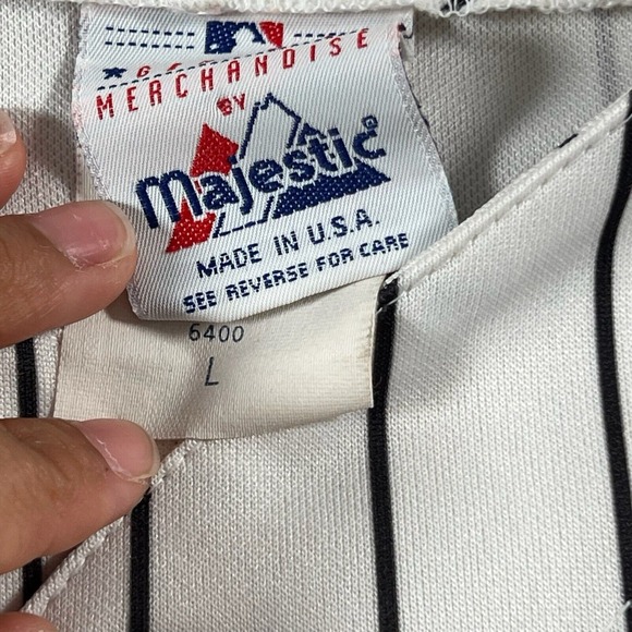 Vintage White Sox Jersey Majestic Mens Large Pinstripe Stitched Blank USA Made - Picture 16 of 16